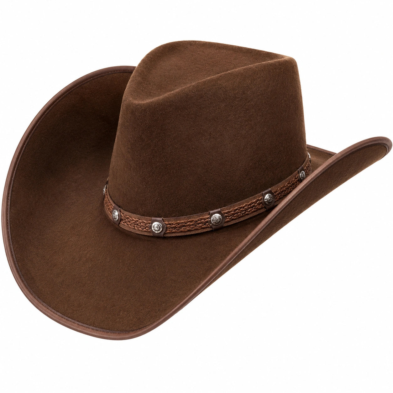 Brauner Cowboyhut mit geflochtenem Hutband