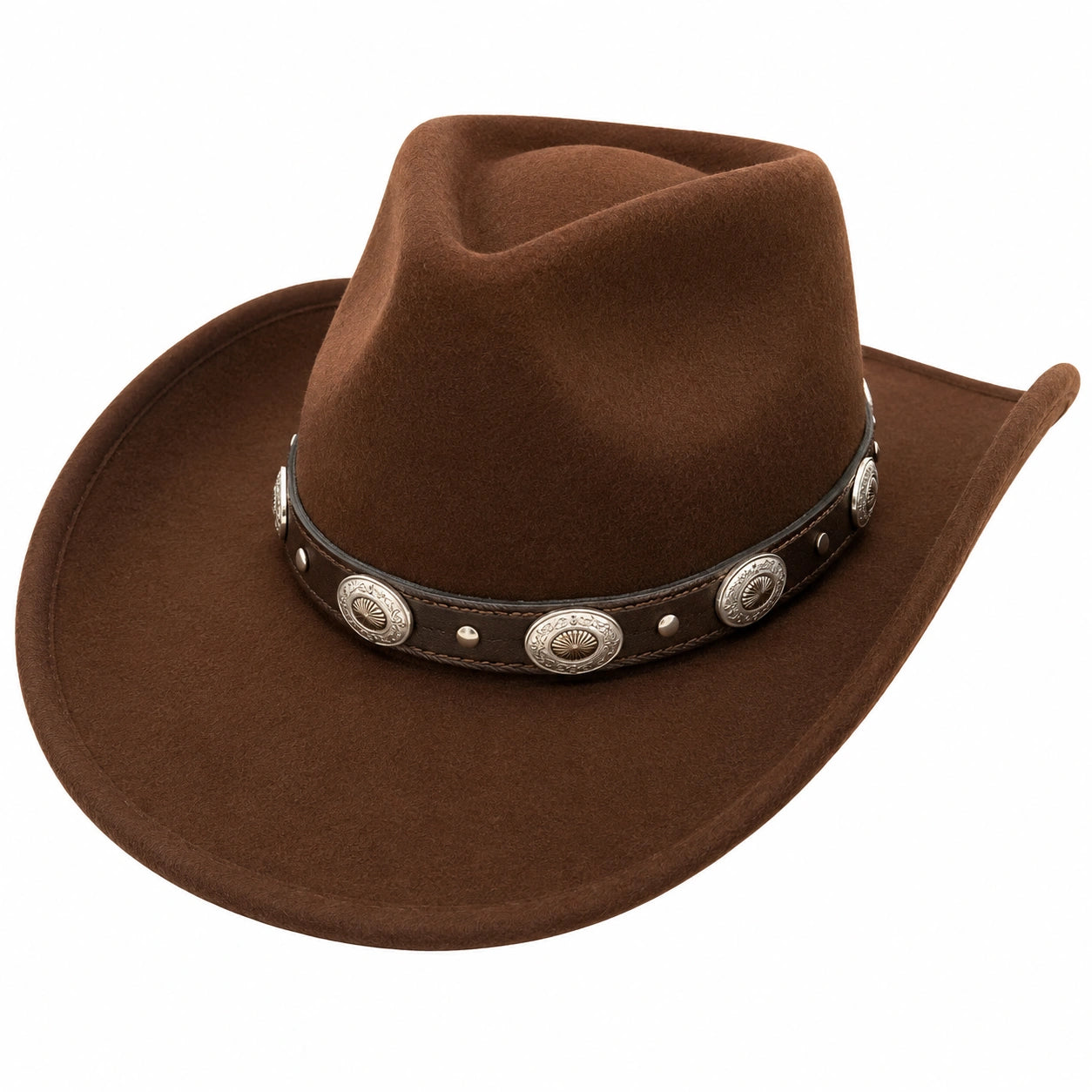 Brauner Cowboyhut mit dekorativem Band