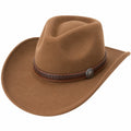 Brauner Cowboyhut mit Geflochtenem Band und Breiter Krempe